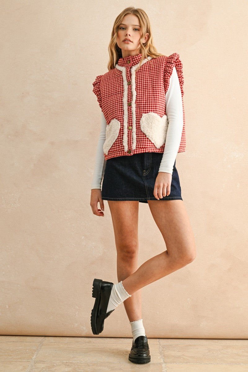 Sherpa Heart Pocket Gingham Vest – Kirby's Kloset
