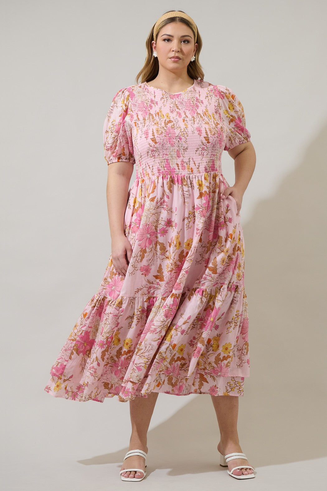 smocked midi dress with puff sleeves Floral Smocked Midi Dress – Kirby's Kloset