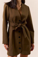 Belted Button-Down Dress