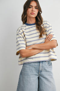 Blue/Pink Striped Tee
