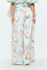 Satin Shell Print Pants
