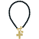 Double Cross Onyx Necklace