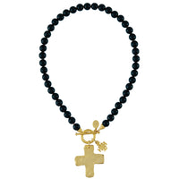 Double Cross Onyx Necklace