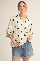 Polka Dot Satin Top