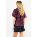 Polka Dot Puff Sleeve Top