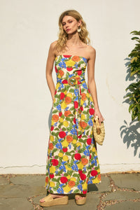 Fruit Printed Strapless Dress