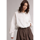 White Cropped Bubble Button-Down