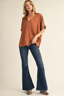 Scallop Hem Polka Dot Top