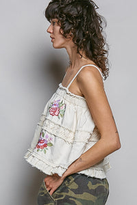 Floral Embroidered Babydoll Top