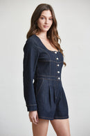 Denim Long Sleeve Romper