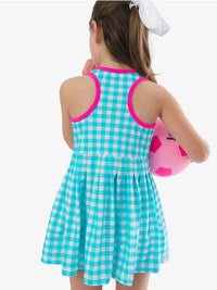 Gingham Pleated Skirt Active Dress & Bike Short Set