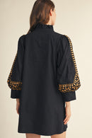 Leopard Embroidered Button Down Dress