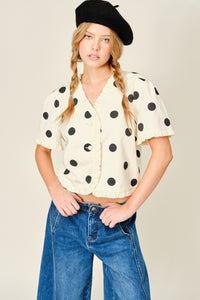 Ruffle Hem Polka Dot Top
