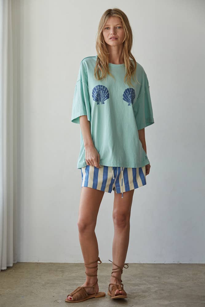 Shell Print Oversized Tee