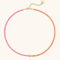 Lucky Fish Beaded Necklace- Pink/Orange