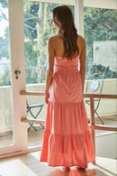 Strapless Front Twist Midi Dress