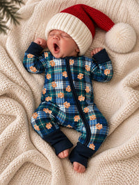 Classic Teddy Plaid Zipper Romper