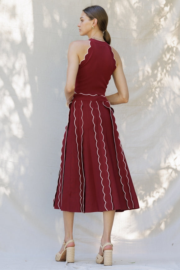 Contrast Trim Scalloped Skirt