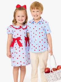 Apple Gingham Short Sleeve Dress