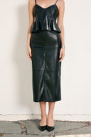 Faux Leather Midi Skirt