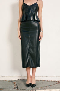 Faux Leather Midi Skirt