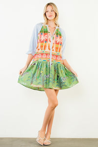 Jungle Mixed Print Mini Dress