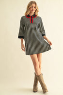 Ruffle Accent Stripe Shift Dress