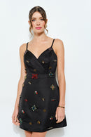 Embellished Jewel Satin Mini Dress