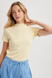 Striped Mock Neck Tee