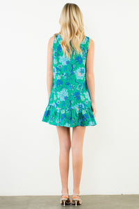 Contrast Collar Floral Dress