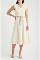 Cream Denim Midi Dress
