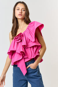 One Shoulder Ruffle Detail Top
