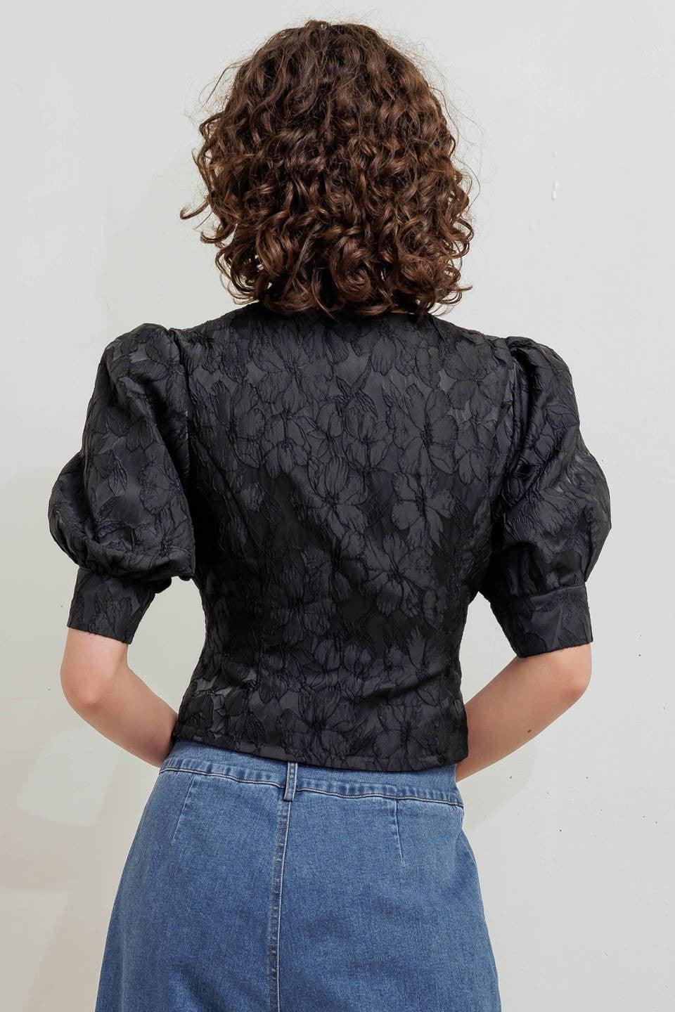 Textured Button-Down Crop Top