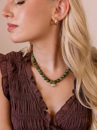 Kennedy Beaded Necklace- Olive