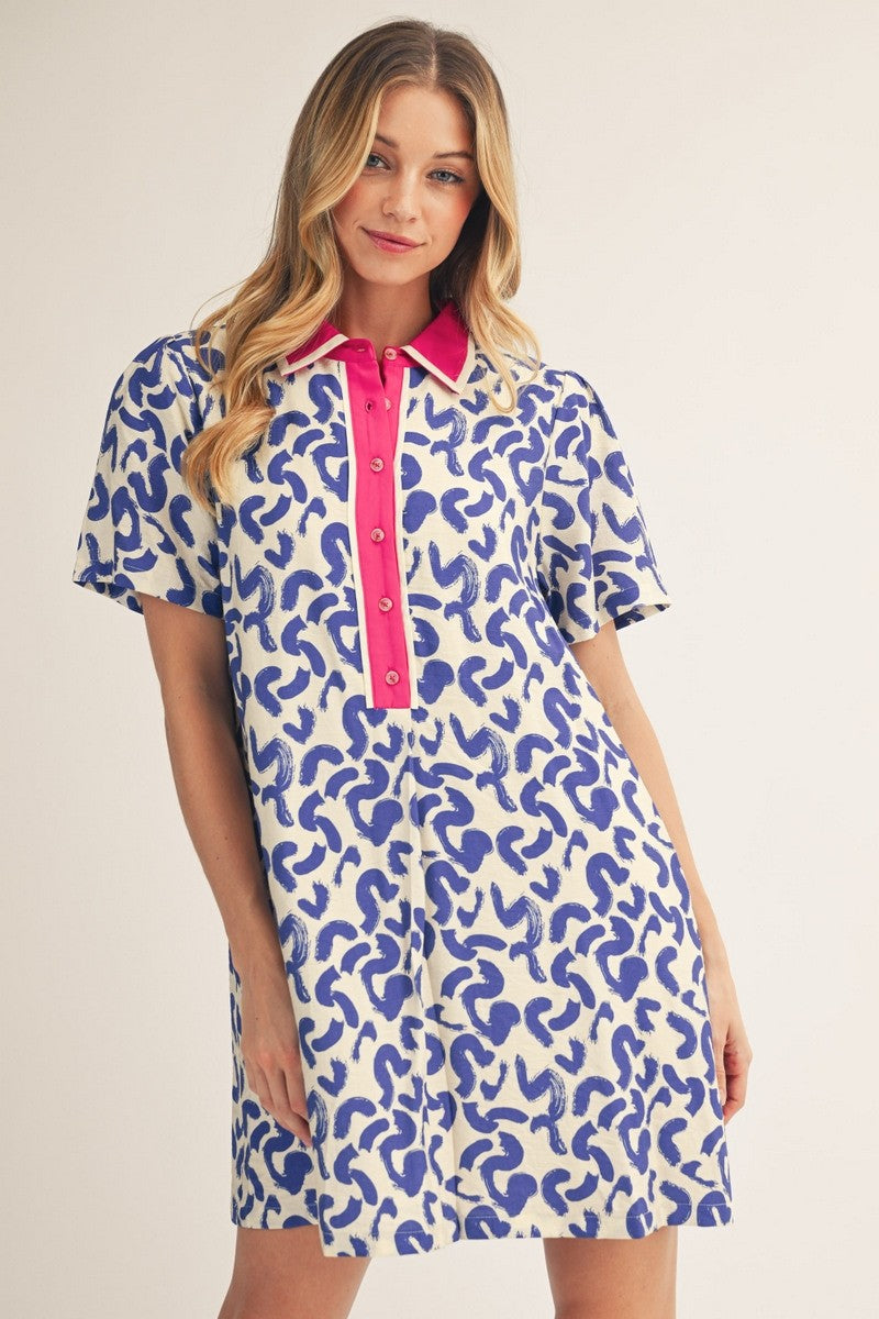 Abstract Print Shift Dress