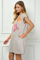 Floral Sequin Textured Dress