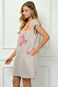 Floral Sequin Textured Dress