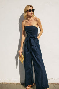 Navy Strapless Jumpsuit
