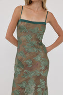 Floral Jacquard Midi Slip Dress
