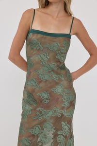 Floral Jacquard Midi Slip Dress