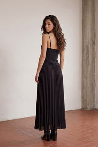 Asymmetric Waist Pleated Midi Dress