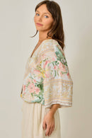 Border Print Kimono Top