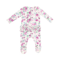 Little Roses Ruffle Zipper Footie