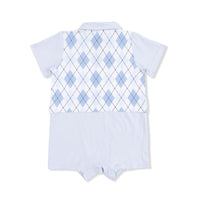 Blue Argyle Playsuit