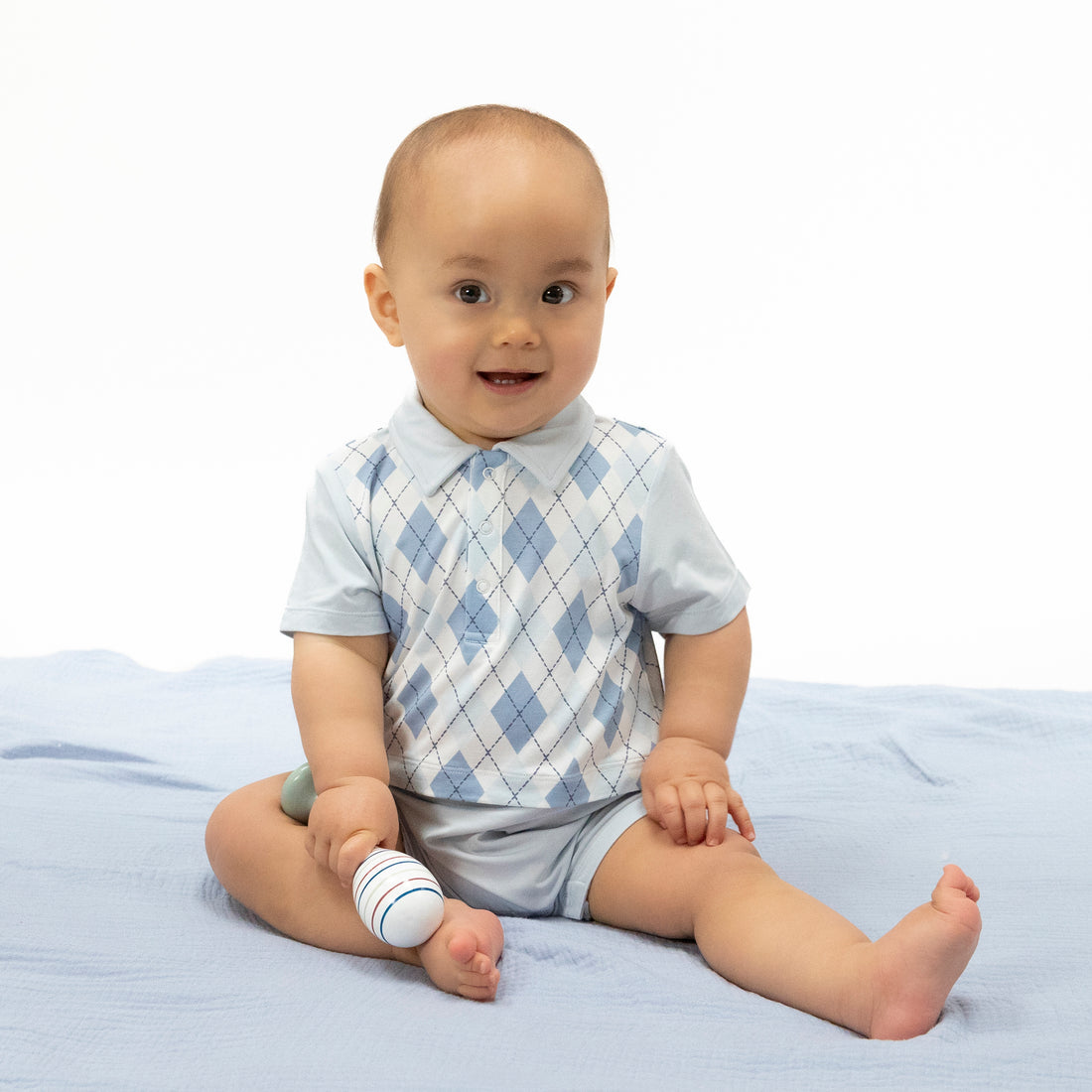 Blue Argyle Playsuit