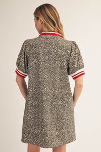 Contrast Collar Leopard Mini Dress