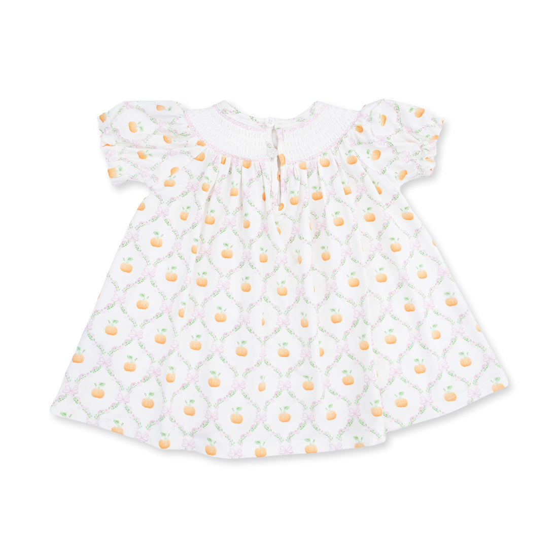 Pretty Pumpkin Trellis Puff Sleeve Bishop Dress and Bloomer