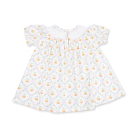 Pretty Pumpkin Trellis Puff Sleeve Bishop Dress and Bloomer