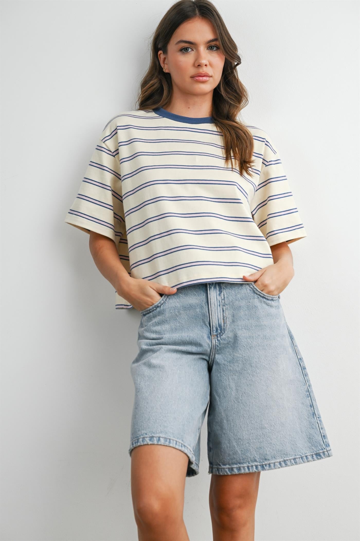 Blue/Pink Striped Tee