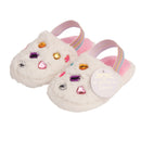 White Fuzzy Jeweled Slippers 4-5T